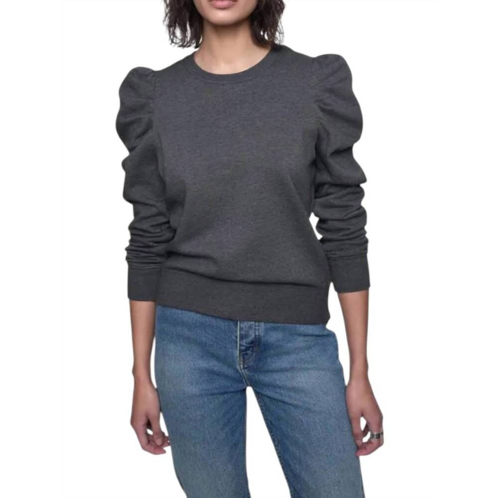 NEW REBECCA MINKOFF janine ruffled sleeve sweatshirt in slate